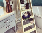 Vintage painted step ladder, vintage wooden ladder, vintage ladder plant stand, vintage bathroom steps, display steps, display ladder,