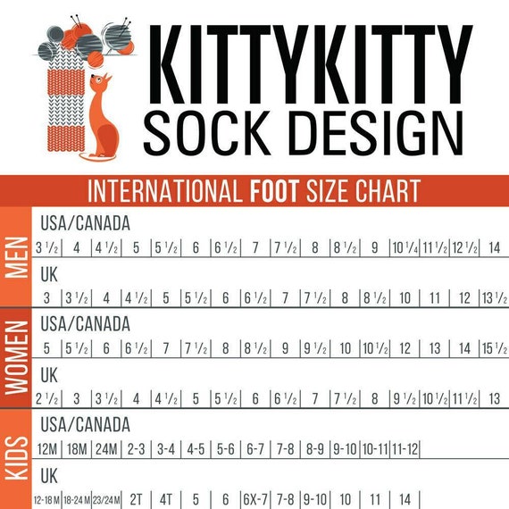Hand Knit Sock Size Chart Uk