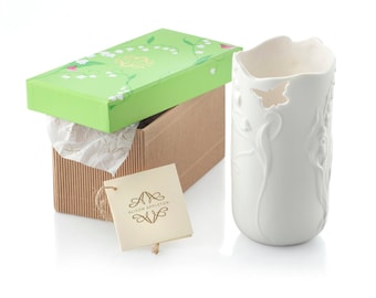 Vase en Porcelaine Blanche avec Coffret Cadeau