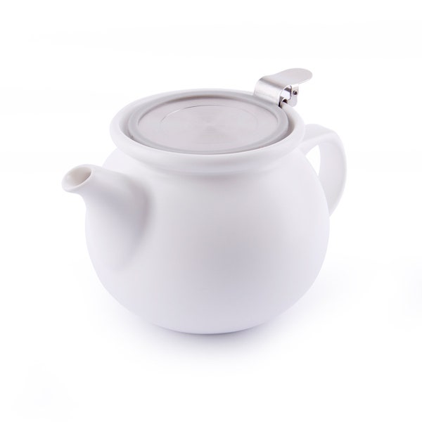 White teapot with integral infuser.