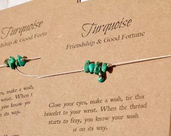 Turquoise Stone Wish Bracelet: Friendship Gift
