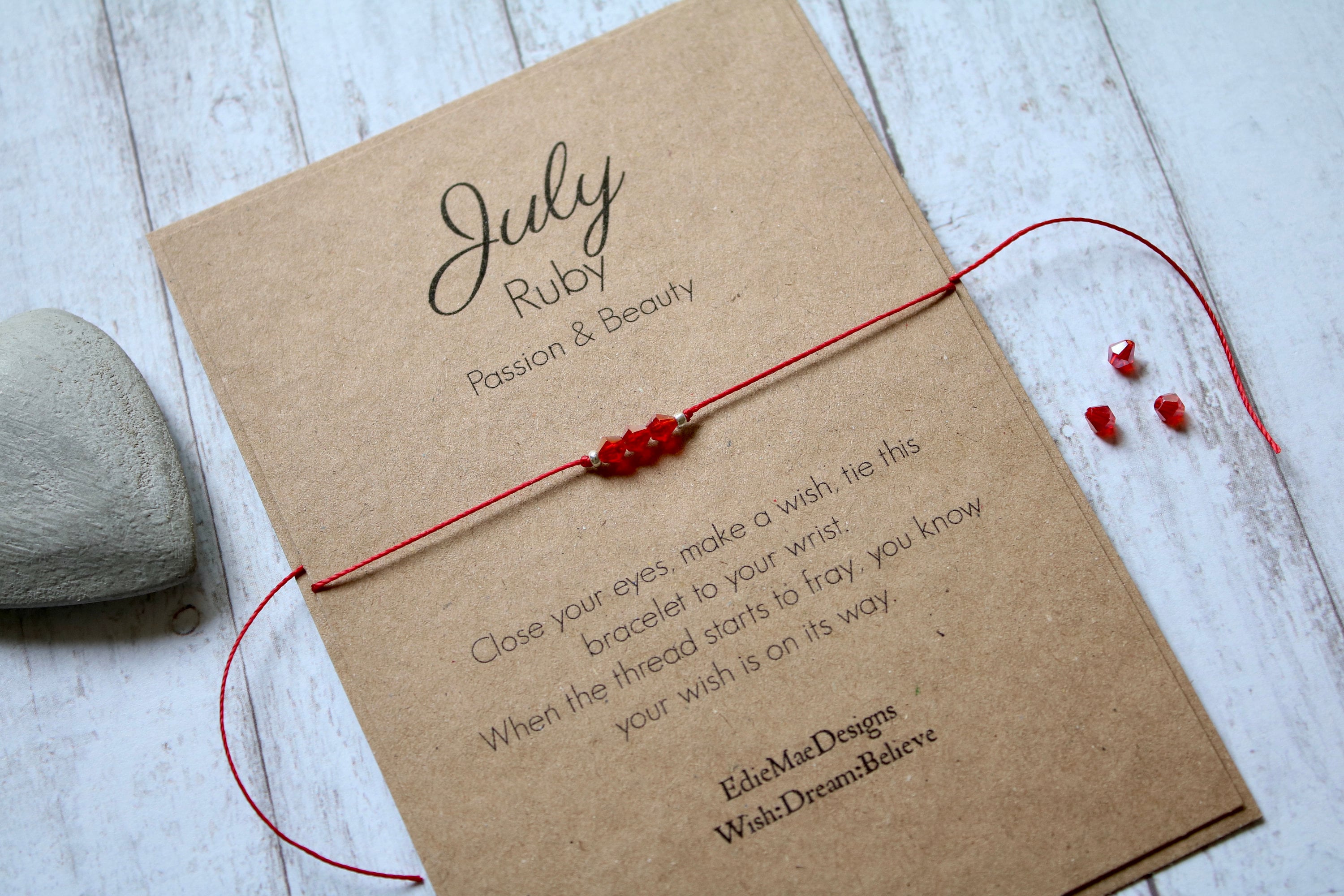 July Birthstone | Wish Bracelet | Ruby Birthstone | Birthday Gift | F…