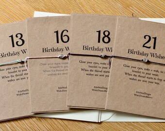13. Geburtstagswunsch | Besondere Geburtstags-| Teenager Geburtstag | 13 | 16 | 18 | 21 | Freundschaftsarmband | Wunscharmband | Besonderes Geburtstagsgeschenk