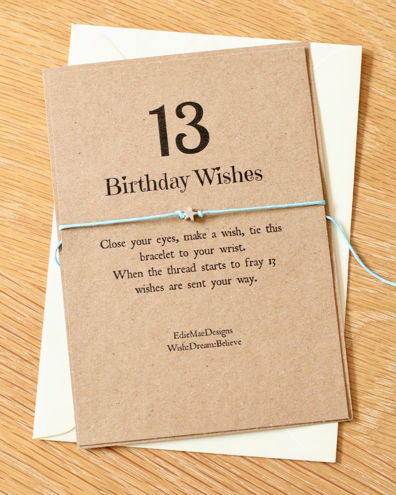 13th Birthday Wish Tie On Bracelet Girls Bracelet 13 Etsy