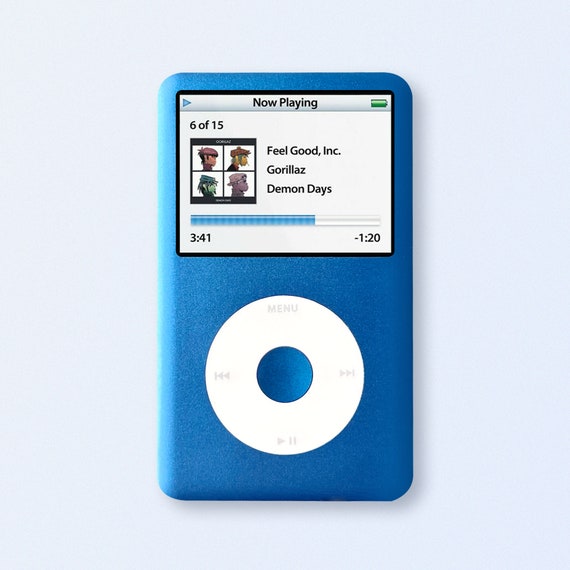 Blue Ipod Classic 7th Gen, Upgraded SDXC, Custom Media Player