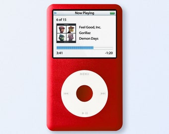 Apple iPod Classic 7th Gen Red Upgraded with SDXC Card, Custom Media Player 128GB to 2TB