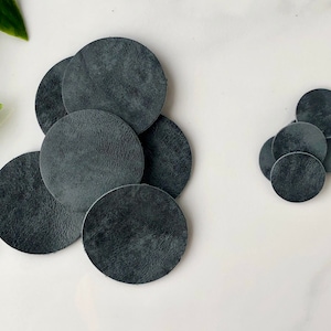 Leather Luxury Circle Shapes Blanks Disc Shapes Die Cuts Jewellery Supplies Earrings Craft Supplies Black Distressed Leather