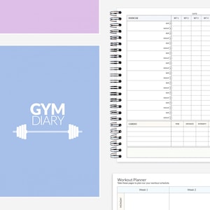 Gym Diary and Workout log book, fitness tracker, cardio, weights, work out journal diary, exercise planner