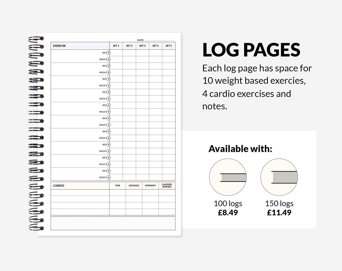 Gym Diary and Workout log book fitness tracker cardio Etsy