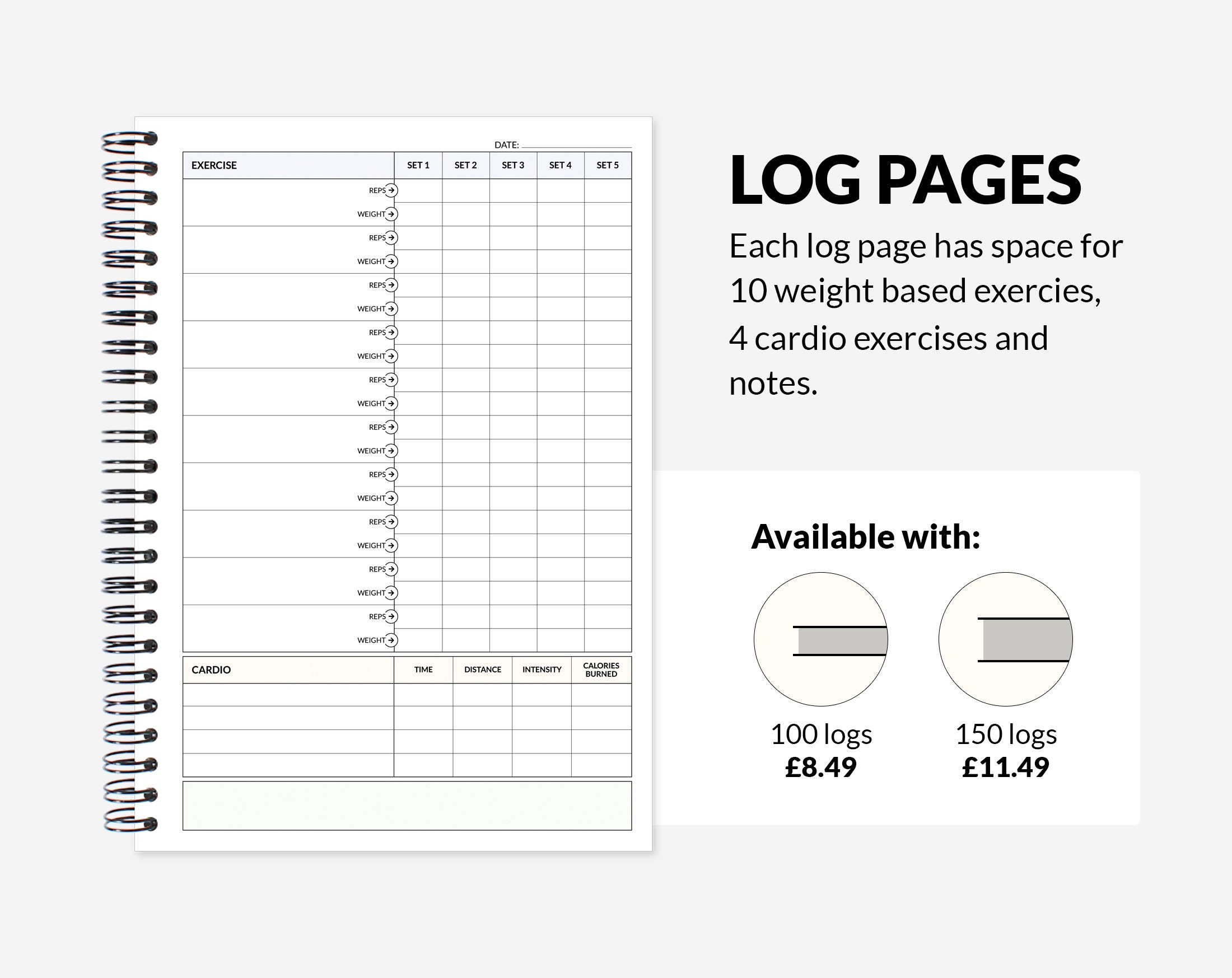 Gym Diary and Workout Log Book Fitness Tracker Cardio Etsy UK