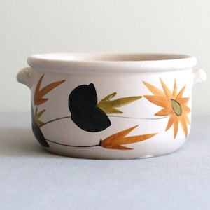 Large vintage pot - French ceramics - 1970&#39;s - Vintage flowers - Boho style - Era Capron Picault Vallauris
