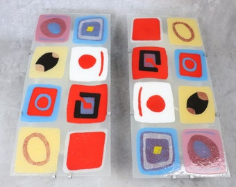 2 very large colorful sconces GYLLEN - 1980s design - pair of pop sconces - Scandinavian design