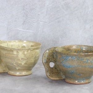 Four vintage stoneware chalice cups - Ateliers Le Refuge - In the taste of the Borne - Era Linard Rozay - 1960 - Boho Country style