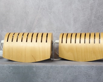 Para kinkietów Ikea STRIMMA z drewna – lata 80. – design skandynawski