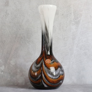 Vase by Carlo Moretti - Opaline from Florence - Mouth blown - orange and black - Italian glass - vintage 1970s