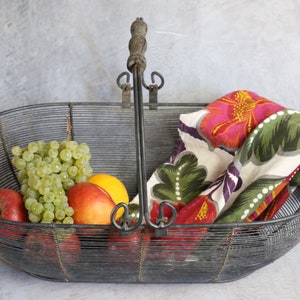 Bordeaux grape harvest basket - French Vintage metal basket -french folk art