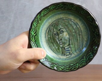 Bowl by Alain Coula - Woman's face - 1960/1970 - Era Capron Blin