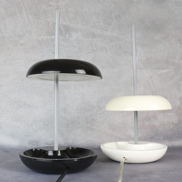 Paire de lampes - vide poches noires et blanches Ikea LEKARYD - années 1980 - lampes de bureau noires et blanches