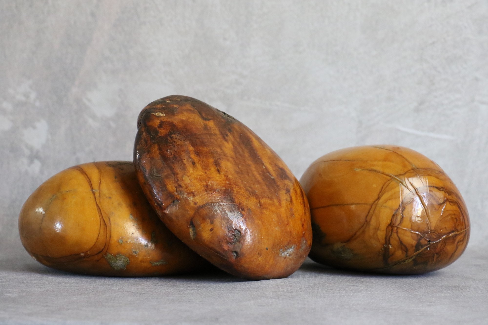 3 galets En Bois D'olivier