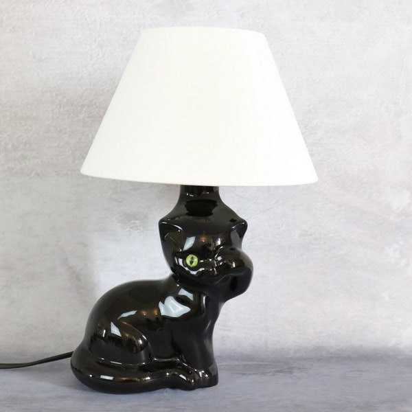 Lampe en céramique en forme de chat noir VL Holland - 1970s