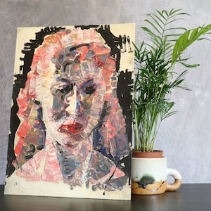Portrait of a woman in gouache - painting representing a woman's face - knife painting - woman's portrait