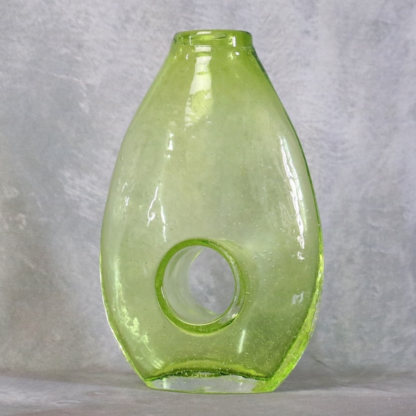 Vase en verre bullé dlg de Bianconi - vase en verre de Murano couleur oraline - 1970