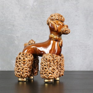 Brown earthenware Poodle sculpture - 1940's - Statuette poodle
