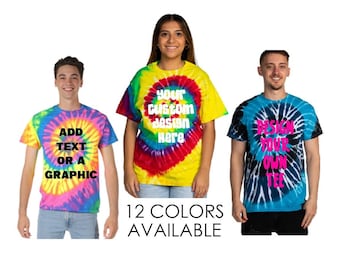 Custom Tie Dye Shirt, Custom Text Tie Dye T-Shirt, Personalized T-Shirt, Custom Tie-Dye Tee, Plus Size Tie Dye, Plus Size Clothing, Custom