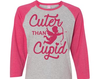 Cuter Than Cupid Toddler Baseball Raglan T-shirt, Valentines Day Shirt, Kids Valentines Day Shirt, Toddler Valentines Shirt, Toddler Tee