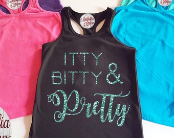 Itty Bitty And Pretty, Infant, Toddler, Little Girls Racerback Tank Top, Toddler Tank Top, Baby Tank Top, Infant Tank Top, Girls Tank Top