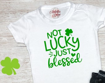 Camiseta del Día de San Patricio: No tengo suerte, solo estoy bendecido. Camiseta infantil del Día de San Patricio. Camiseta para niñas del Día de San Patricio. Camiseta para niños del Día de San Patricio.