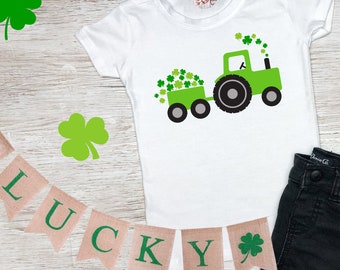 Traktor Shirt, St. Patricks Day Shirt, Jungen St. Patricks Day Shirt, Kinder St. Patricks Day Shirt, Kleinkind, Shamrock Shirt, Glück Shirt, Shamrock
