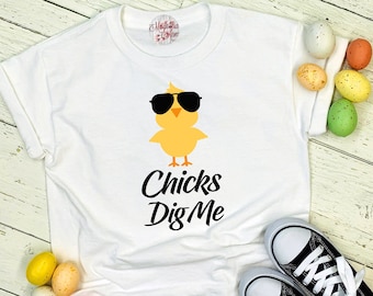 Chemise Chicks Dig Me, chemise de Pâques, chemise de Pâques pour enfants, chemise de Pâques pour garçons, t-shirts de Pâques pour enfants, chemise de Pâques pour tout-petits, chemise de Pâques drôle, poussin