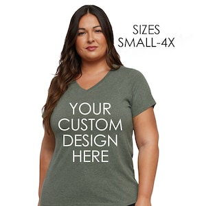 Custom Design, Create Your Own Design, Womens Premium Jersey V Neck T-shirt, Size Small-4X, Plus Size Clothing, Plus Size T Shirt