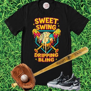 Sweet Swing tropfendes Bling, Baseball-Shirt, Jungen-Baseball-Tropfen-Shirt, Kinder-Baseball-Shirt, Baseball-T-Shirt, Eiscreme-Tropfen-Shirt, Jungen-Tropfen-T-Shirt