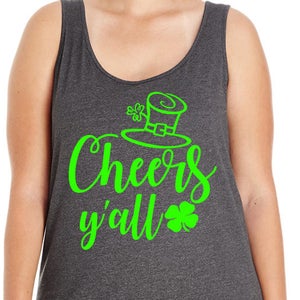 Cheers Y&#39;all St. Patrick&#39;s Day Tank St. Paddy&#39;s Day Shirt, Plus Size St. Patricks Day, St Patricks Day Shirt Plus Size, St Patricks Day Tank
