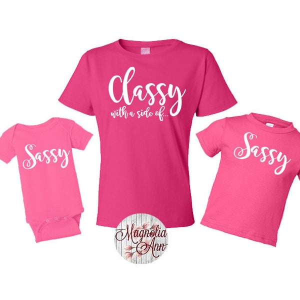 Classy With A Side of Sassy, Mom and Daughter Shirts, Mom and Daughter Outfits, Sassy Shirt for Girls, Matching Mommy and Me, Shirt Sets