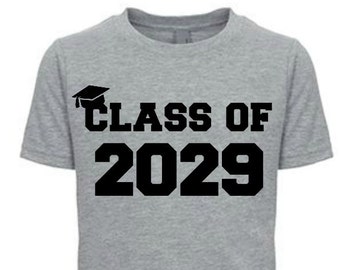 Class of 2029 (or any year) Little Boys Graphic T-Shirt in Sizes XS-XL in Black, White & Grey, Graduation, School, Kids Graphic Tees