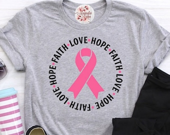 Chemise de sensibilisation au cancer, chemise de guerrier, chemise de soutien au cancer, chemises de lutte contre le cancer du sein pour femmes, chemise ruban rose, chemise de survivant du cancer, foi