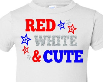 Rood wit en schattig, patriottisch kindershirt, 4 juli-shirt, kinderen 4 juli-shirt, patriottisch shirt, 4 juli-outfit, 4 juli-baby