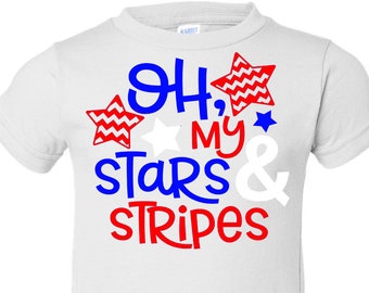 Oh My Stars And Stripes, patriottische kindershirt, 4 juli kindershirt, patriottische shirt, 4 juli outfit, rood wit blauw shirt. Baby-T-shirt