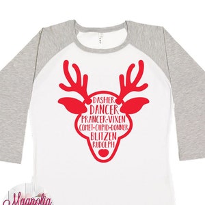 Family Reindeer Shirts, Christmas Shirt, Matching Christmas Shirt, Plus Size Christmas Shirt, Family Christmas, Reindeer Names Shirt