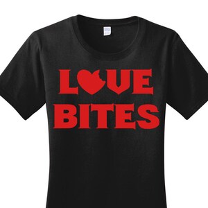 Love Bites, Valentines Day, Women&#39;s Graphic T-shirt in 7 Different Colors in Sizes Small-4X, Plus Size