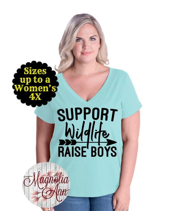 Womens Support Wildlife Raise Boys T-Shirt For Mom Womens Support Wildlife Raise Boys T-Shirt For Mom