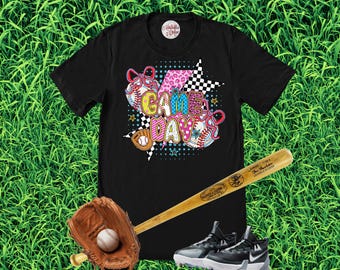 Maglietta per la giornata delle partite retrò, maglietta per mamma di baseball, maglietta per mamma di softball, maglietta da baseball, maglietta da baseball da donna, regalo per la festa della mamma, regalo di baseball per lei