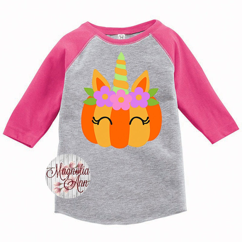 Discover Fall Pumpkin Unicorn Kids Raglan Shirt, Pumpkin Shirt, Toddler Pumpkin Shirt, Halloween Unicorn, Girls Halloween Shirt, Pumpkin Raglan