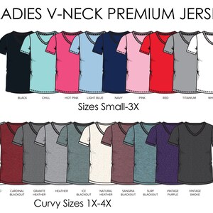 Diseño personalizado, crea tu propio diseño, camiseta premium de cuello en V para mujer, tallas S a 4XL, ropa de tallas grandes, camiseta de tallas grandes imagen 2