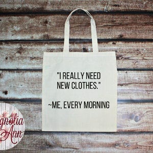 Necesito ropa nueva - Yo, cada mañana, adicta a las compras, compras, bolsa de lona en 7 colores, bolso de mano, cartera