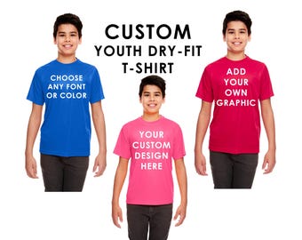 Camiseta Dry Fit para jóvenes, camiseta personalizada para niños, camiseta personalizada para jóvenes, camiseta Dry Fit para niños, camiseta de alto rendimiento, camisetas que absorben la humedad, camiseta personalizada