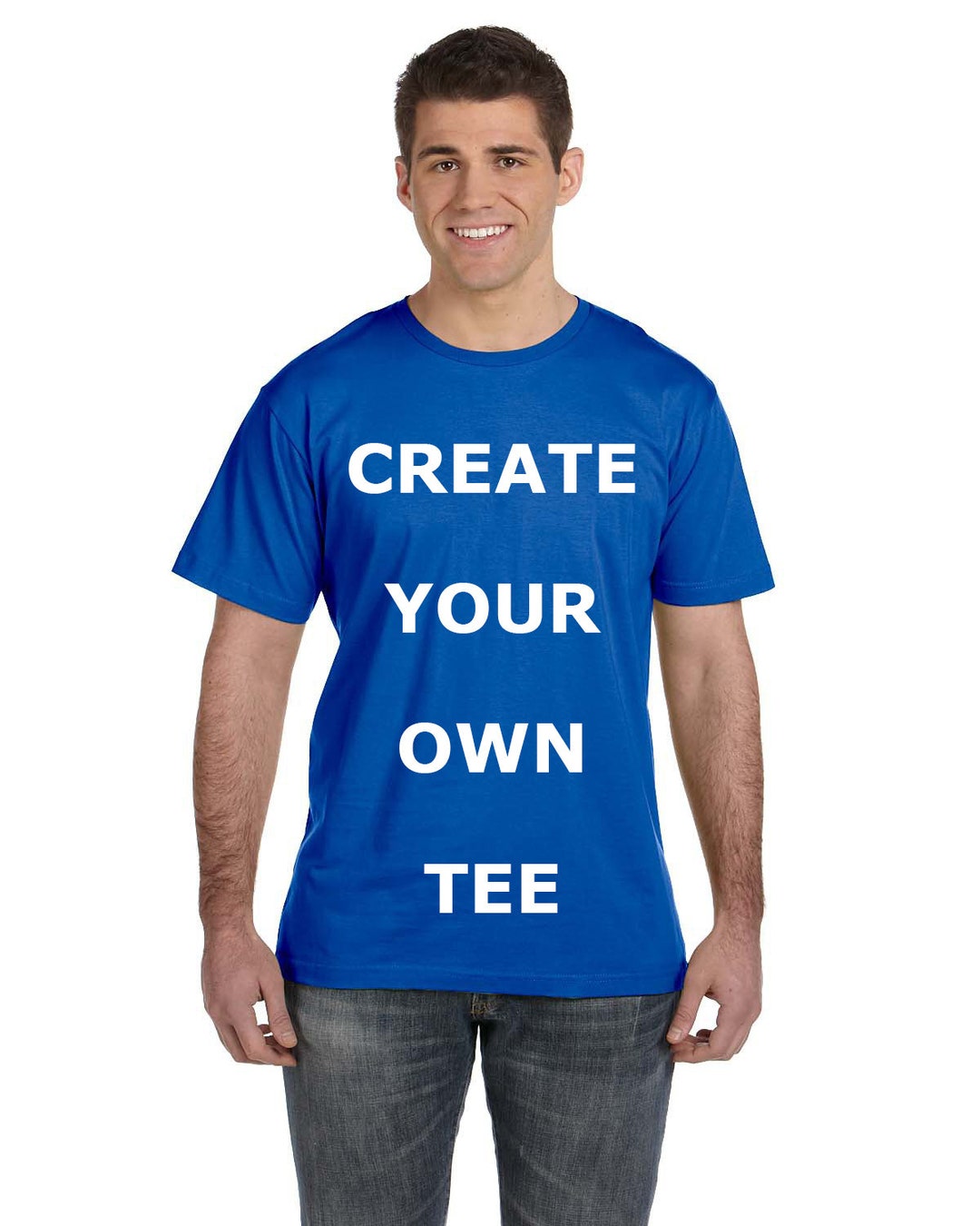 Custom Create Your Own Design Men's Jersey Crew Neck T Shirt, Custom Tshirt, Mens Custom Shirt